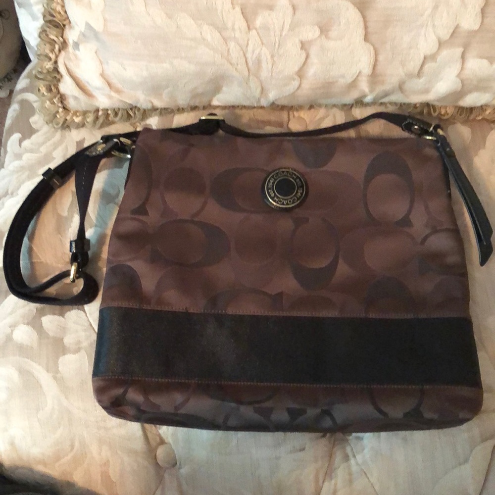 Vintage Coach Brown Signature Fabric Bag GUC